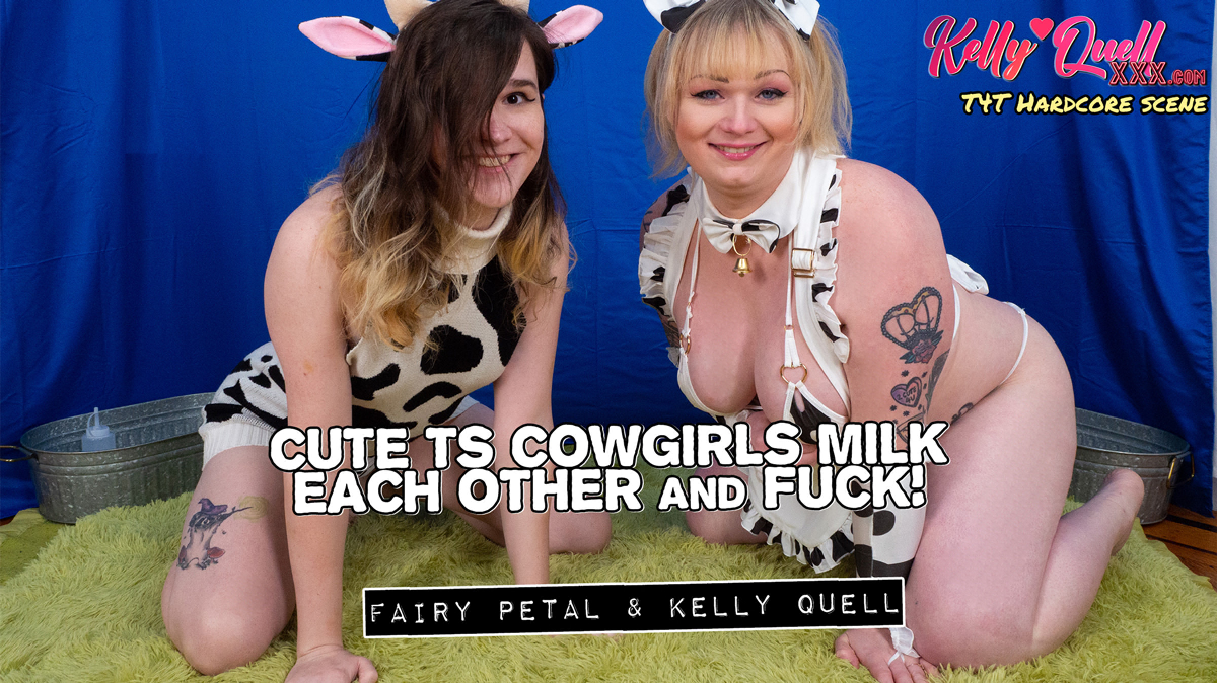 Cute TS Cow Girls Milk Each Other and Fuck!